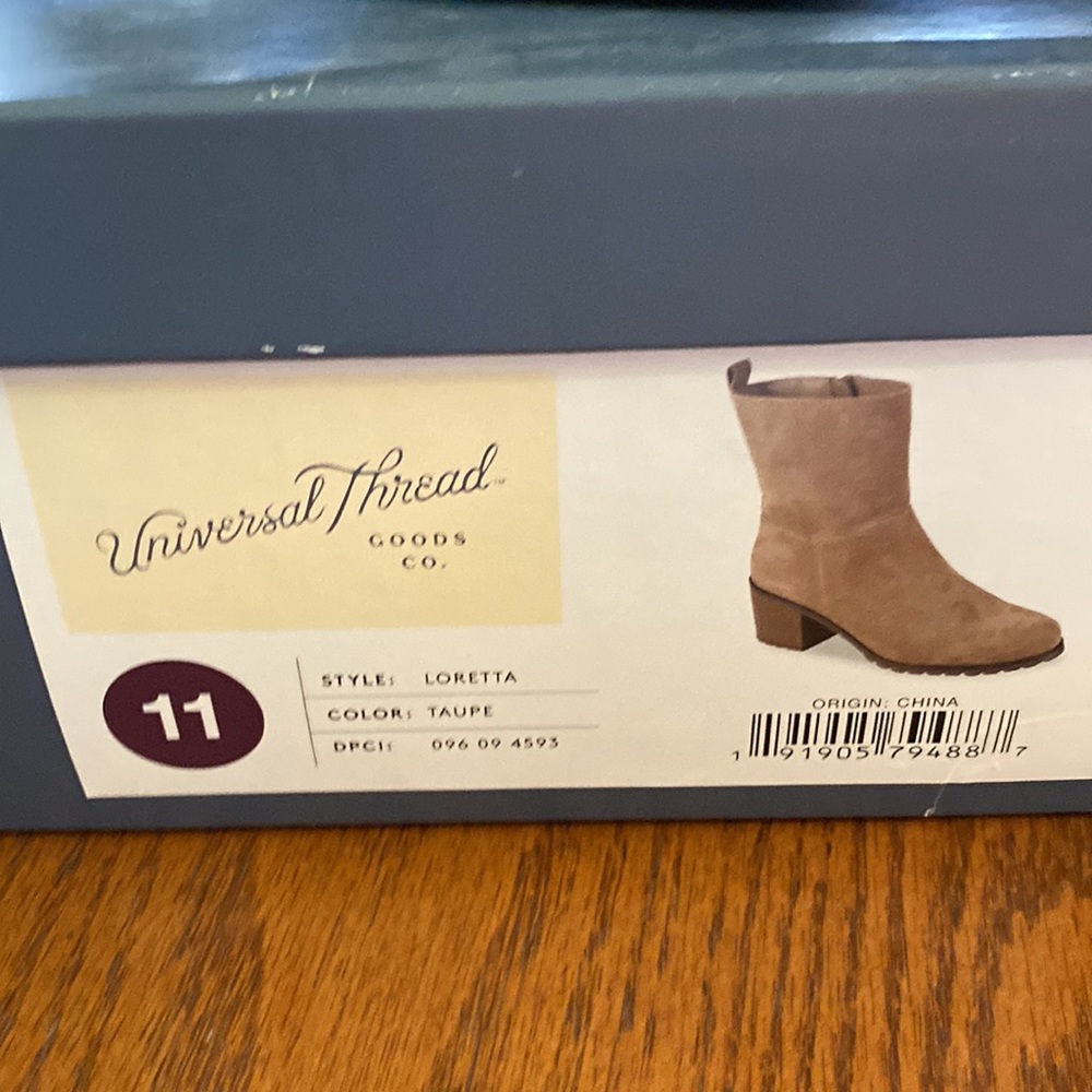 Universal Thread taupe faux suede midrise boot with 2 3/4” chunky heel - Picture 2 of 8